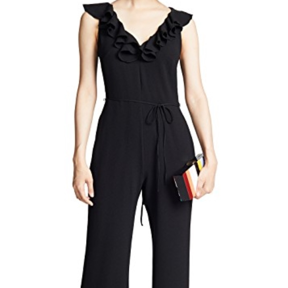 NEW WAYF Anderson Black Ruffle Jumpsuit SZ Small